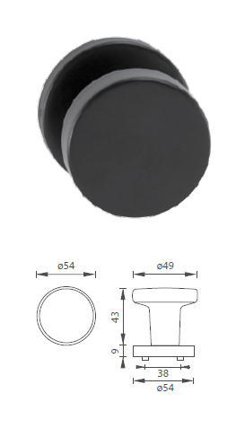 Okov za vrata MP Ball fixed-R (crni)