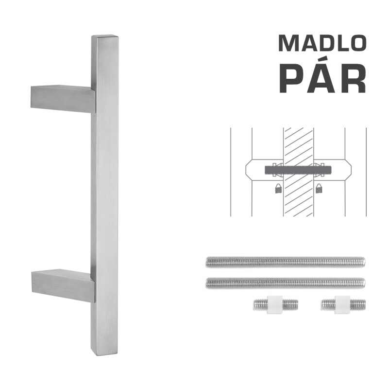 KVAKA ZA VRATA MP šifra K31Z 25x25 mm UN - par (BN - Brušeni nehrđajući čelik)