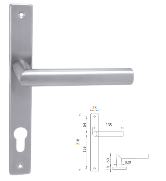 AKCIJA Okov za vrata MP Favorit - USH (BN - Četkani inox) - PZ kugla/kvaka desna, razmak 90 mm