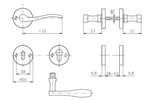 Okov za vrata ROSTEX ELEGANT/SNH (SJAJNI KROM - INOX)