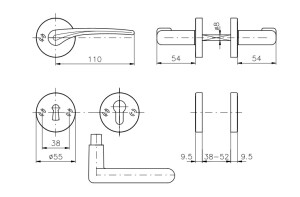 Okov za vrata ROSTEX IDEAL/SNH (SJAJNI KROM - INOX)