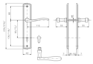 Okov za vrata ROSTEX TERNO (SJAJNI KROM - INOX)