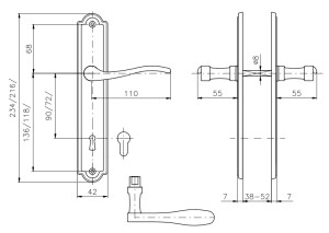 Okov za vrata ROSTEX TOSKA (SJAJNI KROM - INOX)