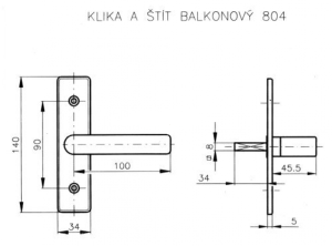 Okov za prozore ROSTEX kvaka i štit balkon 804 (KROM INOX)