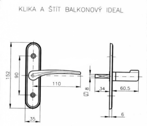 Okov za prozore ROSTEX ručka i štitnik za balkon IDEAL (KROM INOX)