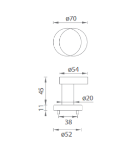 Offset kugle za vrata MP 2273 ⌀ 55 mm (BRUŠENI INOX)