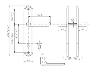 Okov za vrata ROSTEX EXCLUSIVE (MAT INOX)