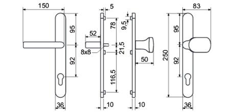 Profilni okov za vrata RICHTER RHD 0030 (F1, F4, F9, BIJELI, ANTRACIT, CRNI)