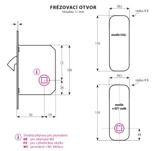 Posude za klizna vrata TWIN KIT Quatro WC set (XR, XR-S, XR-I, CH-SAT, CH,CM)