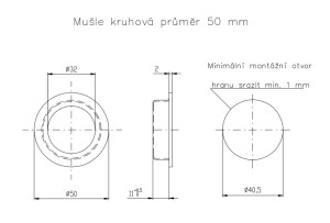 Školjka za klizna vrata ROSTEX okrugla promjera 50 mm (MAT INOX)