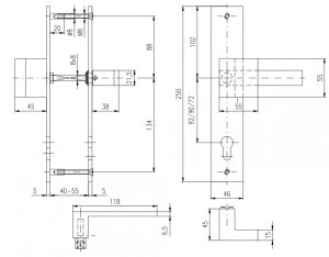 Okov za vrata 850 SURIVAL-46 (MAT INOX) kvaka-kvaka