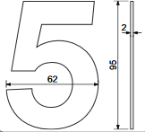 AKCIJA Kućni brojevi RICHTER 95mm (INOX) - 1, 3, 5, 6