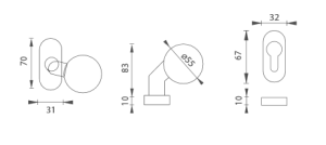 Okov za vrata MP Ball offset 55 set-UOR (BRUŠENI INOX)