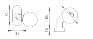 Okov za vrata MP Ball offset 55-UOR (BRUŠENI INOX)