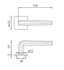 Okov za vrata MP TI - Octagon - HR 4160Q 5S (BS - Mat crna)