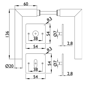 Okov za vrata TWIN VISION HR H 1802FL FAST LOCK (CM)