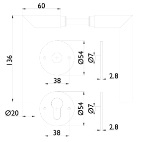 Okov za vrata TWIN VISION H 1802FL FAST LOCK (E)