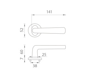 Okov za vrata MP - AS - TULIPA - R 7S (BS - Mat crna)