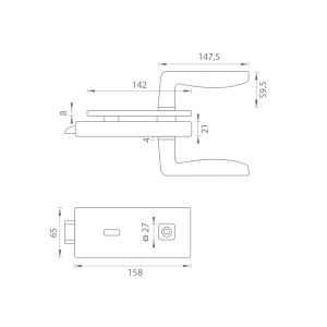 MP - UNIQUE R8 - ERBA ručka staklo LOCK - BB (BS - Matt Black)