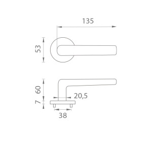 Okov za vrata MP INULA - R 7S (BS - mat crna)