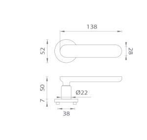 Okov za vrata MP AS - DEGLASIA - R 7S (T - Titanium)