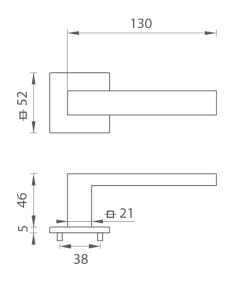 Okov za vrata MP TI - SQUARE - HR 2275Q 5S (BS - Mat crna)