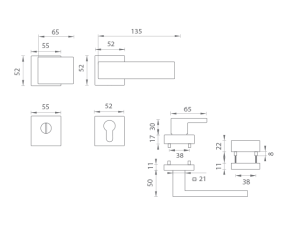 Sigurnosni okovi MP CUBO / SQUARE - HR 3230/2275 (BS - Mat crna)