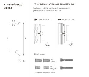 MP FT - RUČKA šifra K40 40x20 mm SP (BN - Četkani nehrđajući čelik) - kom.