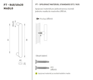 MP FT - RUČKA šifra K40 40x20 mm ST (BN - Četkani nehrđajući čelik) - kom.