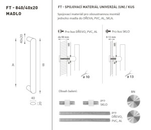 MP FT - RUČKA šifra K40 40x20 mm UN (BN - Četkani nehrđajući čelik) - kom.