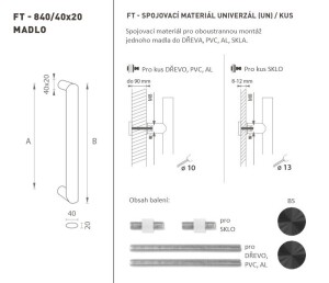 MP FT - RUČKA šifra K40 40x20 mm UN (BS - crna mat) - kom