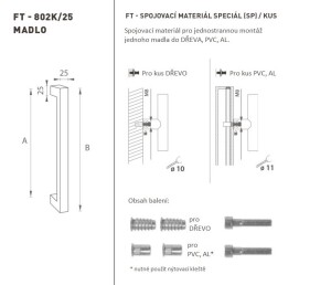 KVAKA ZA VRATA MP šifra K02K 25x25 mm SP - kom (BN - Četkani nehrđajući čelik)