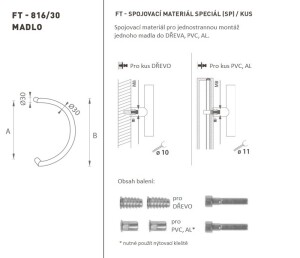 RUČKA MP šifra 816 Ø 30 mm SP - kom (WS - Bijela mat)