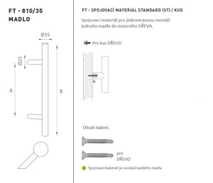 RUČKA MP šifra K10 Ø 35 mm ST - kom (WS - Bijela mat)