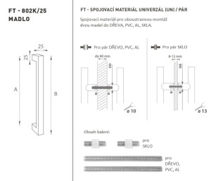 RUČICA MP šifra K02K 25x25 mm - UN par (BS - Mat crna)