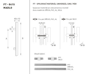 RUČICA MP šifra K41S 40x10 mm UN - par (BN - Brušeni nehrđajući čelik)