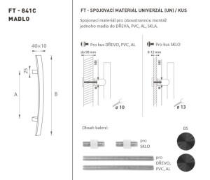 RUČICA MP šifra K41C 40x10 mm UN - kom (BS - Mat crna)