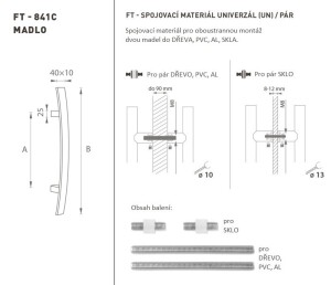 RUČICA MP šifra K41C 40x10 mm UN - par (BS - crna mat)