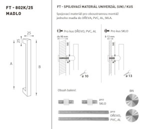 KVAKA ZA VRATA MP šifra K02K 25x25 mm UN - kom (BN - Četkani nehrđajući čelik)