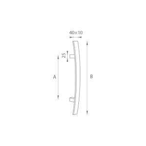 KVAKA ZA VRATA MP šifra K41C 40x10 mm ST - kom (BN - Četkani nehrđajući čelik)