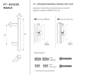 KVAKA ZA VRATA MP šifra K31Z 25x25 mm SP - kom (BN - Četkani nehrđajući čelik)