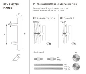 KVAKA ZA VRATA MP šifra K31Z 25x25 mm UN - kom (BN - Četkani nehrđajući čelik)