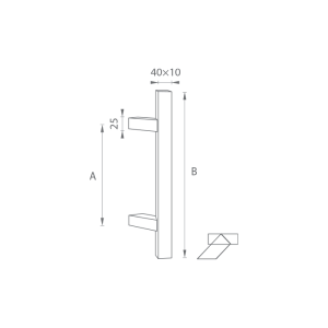 KVAKA ZA VRATA MP šifra K41Z 40x10 mm ST - kom (BN - Četkani nehrđajući čelik)