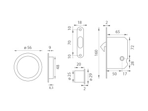 Garnitura za klizna vrata MP 2850 WC - R (BS - mat crna)