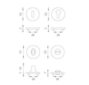 Rozeta za vrata MP - AS - R 7S (CUM PVD - Mat bakar)