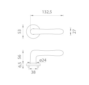 Okov za vrata MP Cynia - R 7S (BS - mat crna)