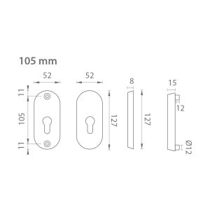 Rozeta za vrata AXA BETA2 (F6 - Inox elox)