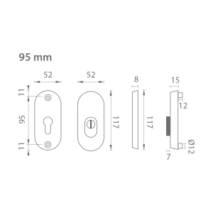 Rozeta za vrata MP AXA - BETA2 PLUS (F1 - prirodno eloksirano)