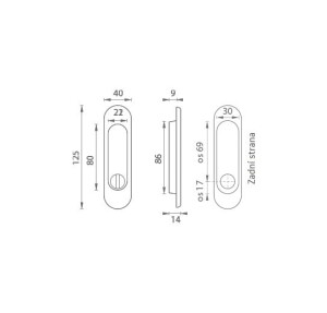 Školjka za klizna vrata MP OVAL WC - 3665AR (BS - Mat crna)