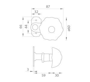 Ofset kugle za vrata MP PORT 388/358 (Kovano crno)